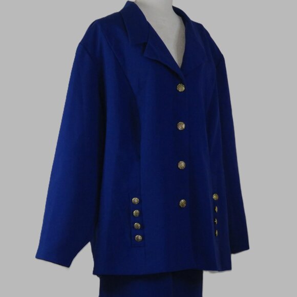 Allison Woods Long-Sleeve Blue Jacket & Skirt Set Below the Knee Size 3X (C1729) - Picture 4 of 8